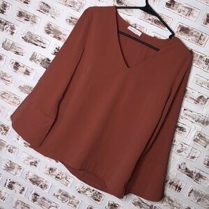 Women’s V Neck Chiffon Long Sleeve Blouse